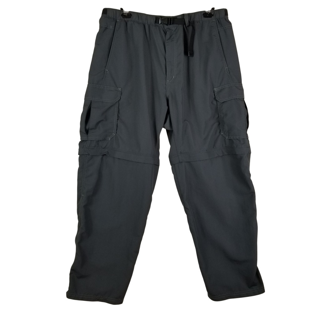 REI Co-op Mens XL x 30 Convertible Hiking Cargo Pants Gray Nylon UPF 50+ Zip Off